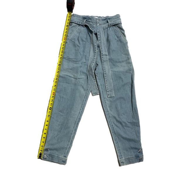 Something Navy Denim Vintage 80s crop top paper bag pant set - Picture 6 of 12